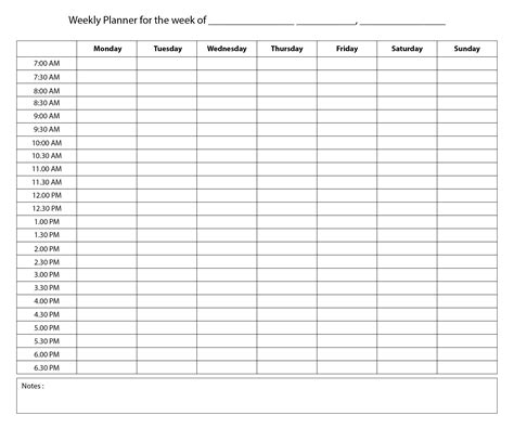 Weekly Planner Hourly Printable
